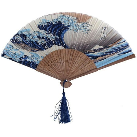 

Southwit Hand-Made Folding Fan Handheld Fan with Elegant Tassels Suitable for Party Wedding Dance Decoration