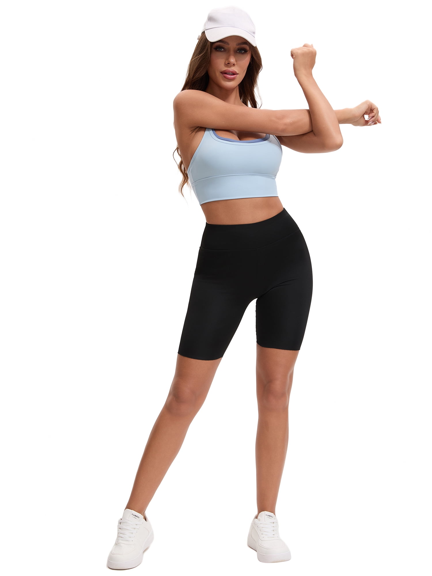 Unique Bargains Women's Full Coverage Workout Padded Sports Bras M Blue