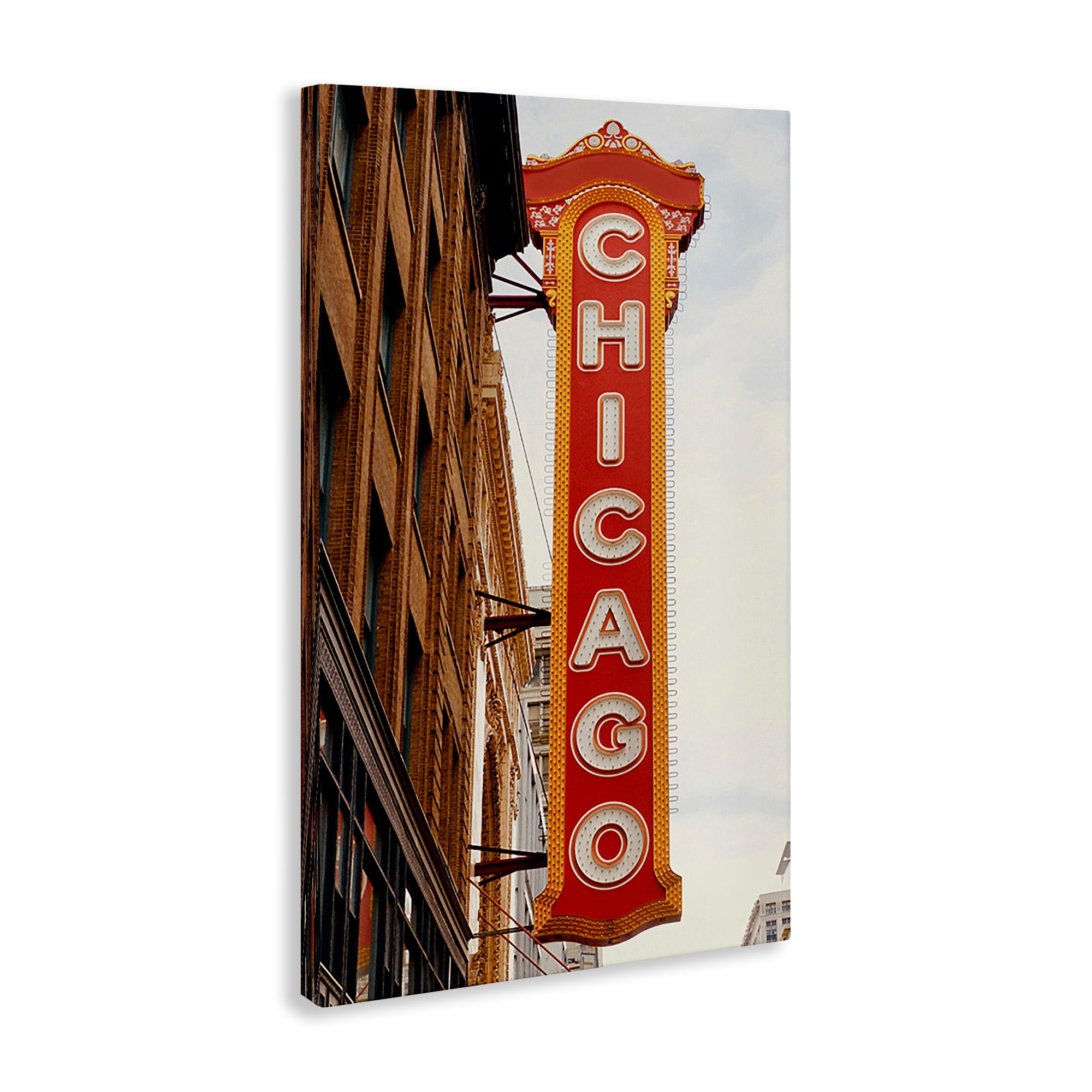 Stupell Industries Chicago City Sign Cities & Countries Photography Wrapped Canvas Art Print Wall Art, 20 x 30