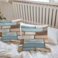 thumbnail image 6 of Throw Pillow Covers 24x24 Inch Set of 2, Blue Beige Brown Vintage Waterproof Outdoor Pillow Covers, Retro Farmhouse Elegant Pastoral Decorative Cushion Pillowcases for Couch, Sofa, Bed, Garden, Patio, 6 of 9
