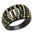 thumbnail image 1 of IP Black Ion Plating Stainless Steel Ring with Top Grade Crystal, Multi Color - Size 5, 1 of 1