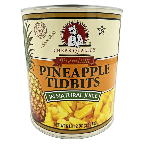 Chef's Quality Pineapple Tidbits In Natural Juice | Kosher | 6.75 lb