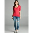 thumbnail image 3 of Emmalise Women's Slim Athletic Fit Neck Tshirt Half Sleeves Top (Fuschia, Large), 3 of 6