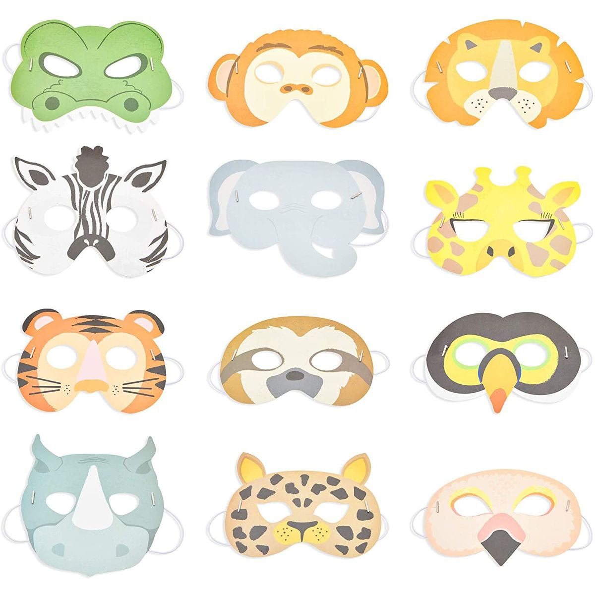 12pcs Animal Masks Child Cosplay Jungle Birthday Safari Party Costume Props Toy 