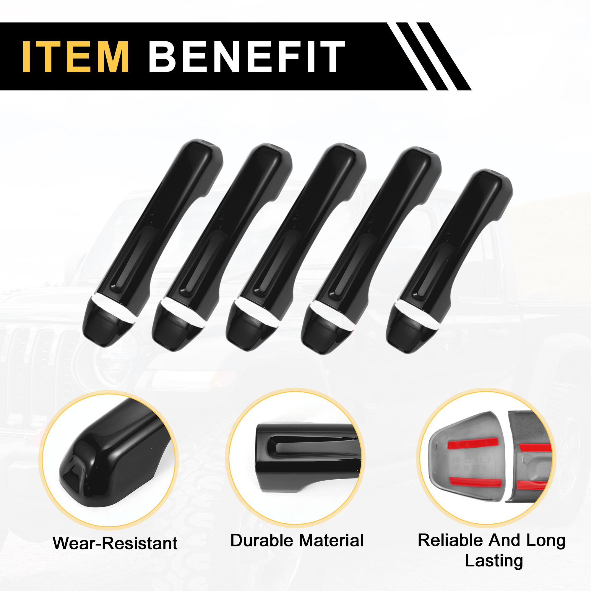 Unique Bargains Handle Cover for Jeep Wrangler JL/JLU 2018-2022 for Gladiator JT 2020-2021