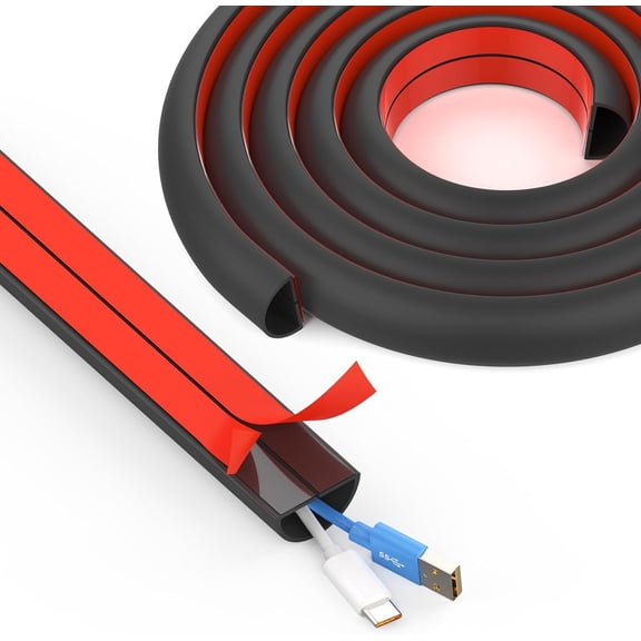 Wall Cord Hider 78 Inch - Self-Adhesive Wire Cover Raceway for Walls, Flexible PVC Cable Concealer for Home and Office, W0.59 H0.39in - Black
