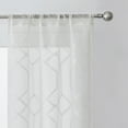 thumbnail image 2 of Mainstays Modern Geometric Embroidered Rod Pocket Sheer Curtains, Set of 4, White, 28" W x 95" L, 2 of 4