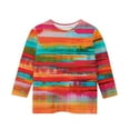 thumbnail image 5 of Ugoldhm Girls 3/4 Sleeve Crewneck Tops Casual Fashion Striped Tees Sizes 3-11, 5 of 5