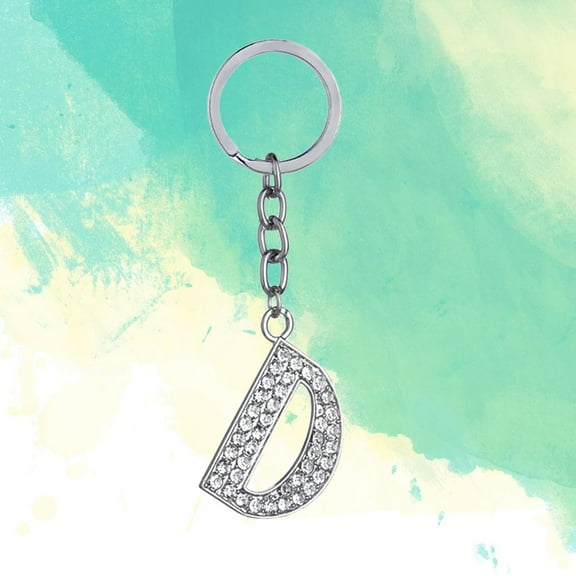 MLINS Stylish Silver Letter Key Chain with Rhinestones Zinc Alloy for Keys Holding, Handbag Charms, Size: Letter D