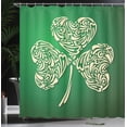 thumbnail image 3 of Ambesonne Irish Shower Curtain, Celtic Look Swirly Clover, 69"Wx75"L, Green and Beige, 3 of 4