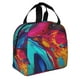 thumbnail image 2 of Fotbe Colorful Abstract Swirls Bolsa Térmica con Estampado y Forro de Aluminio Grueso Bolsa de Almuerzo con Bolsillo Frontal para Hombres y Mujeres, Ideal para Trabajo, Escuela, 2 of 8