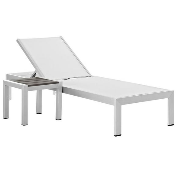 Pemberly Row 2-Piece Modern Aluminum Outdoor Set in White/Silver