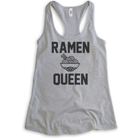 Ramen Queen Tank Top, Ladies Racerback Tank Top, Ramen Tank, Heather Gray, Large