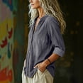 thumbnail image 6 of Ltctricy Women's Button down Denim Shirt Collared Casual Long Sleeve Tops Fall Loose Fit Trendy Jean Shirt, 6 of 7