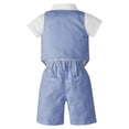 thumbnail image 2 of TTAO Baby Boys Classic Tuxedo Suits Kids 3pcs Formal Shorts Set Wedding Christening Pageant Outfit Sky Blue 130, 2 of 5