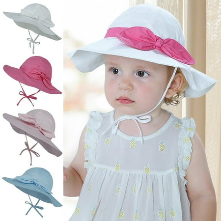 

Baiwo Sun Hat Bowknot Design Sun Protection Cotton Baby Bucket Hat for Outdoor