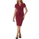 thumbnail image 2 of Conjunto de traje de negocios de 2 piezas para mujeres INSPIRE CHIC, chaqueta de blazer de manga corta y falda lápiz 3XL color rojo oscuro, 2 of 6