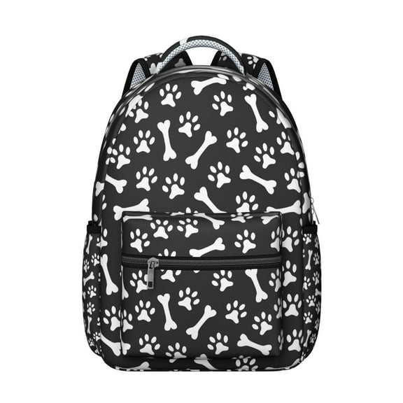 Paw Prints and Bones Backpack for School,Cute School Bag,Schoolbag with Adjustable Shoulder Straps & Padded Back,15.3"x11"x7.1".﻿