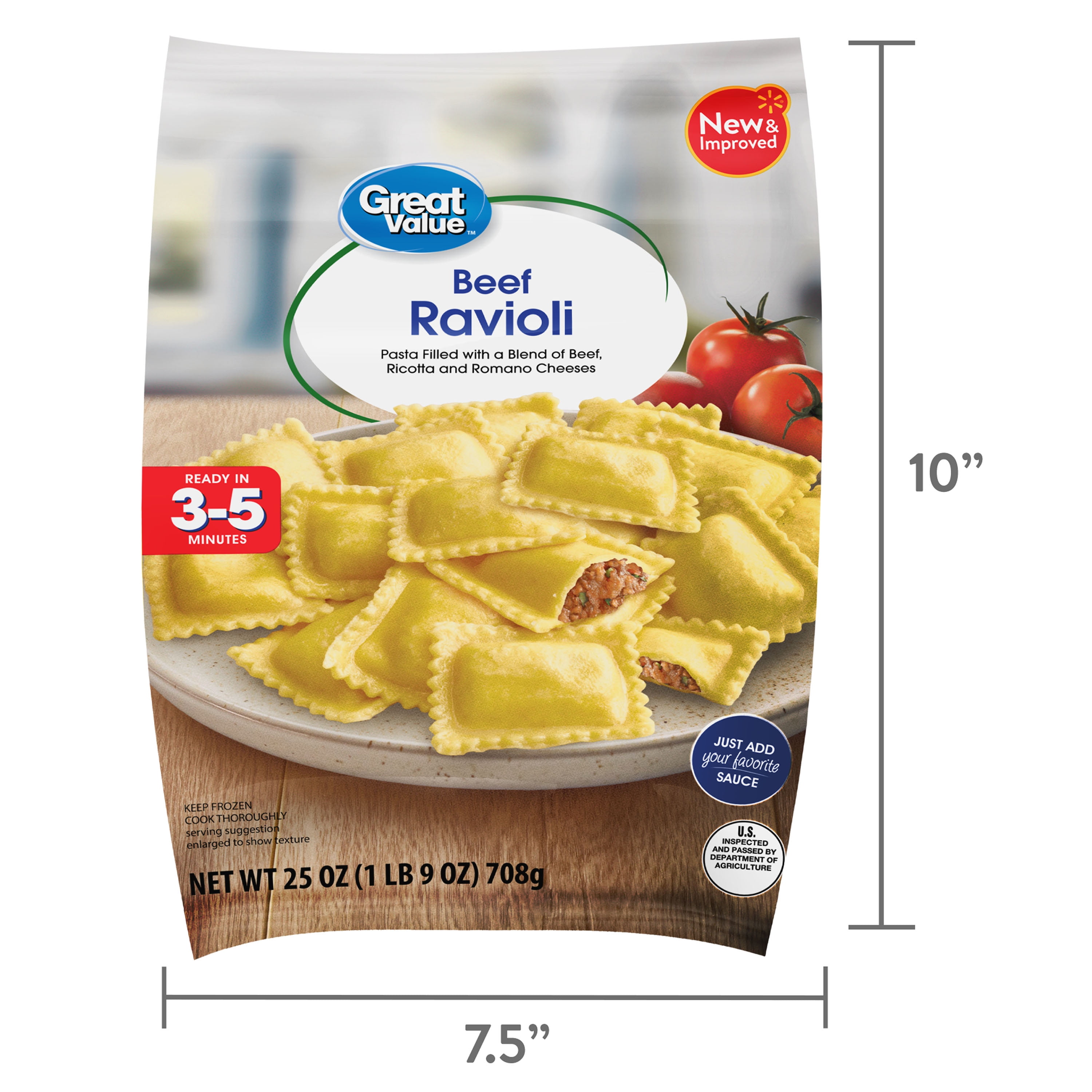 Great Value Beef Ravioli, 25 oz