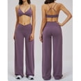 thumbnail image 2 of PISONIC Workout Sets for Women 2 Piece Yoga Outfits Twist Front Halter Sports Bras High Waist Flared Leggings Yoga Pilates Outfits Exercise Gym Sets, 2 of 9