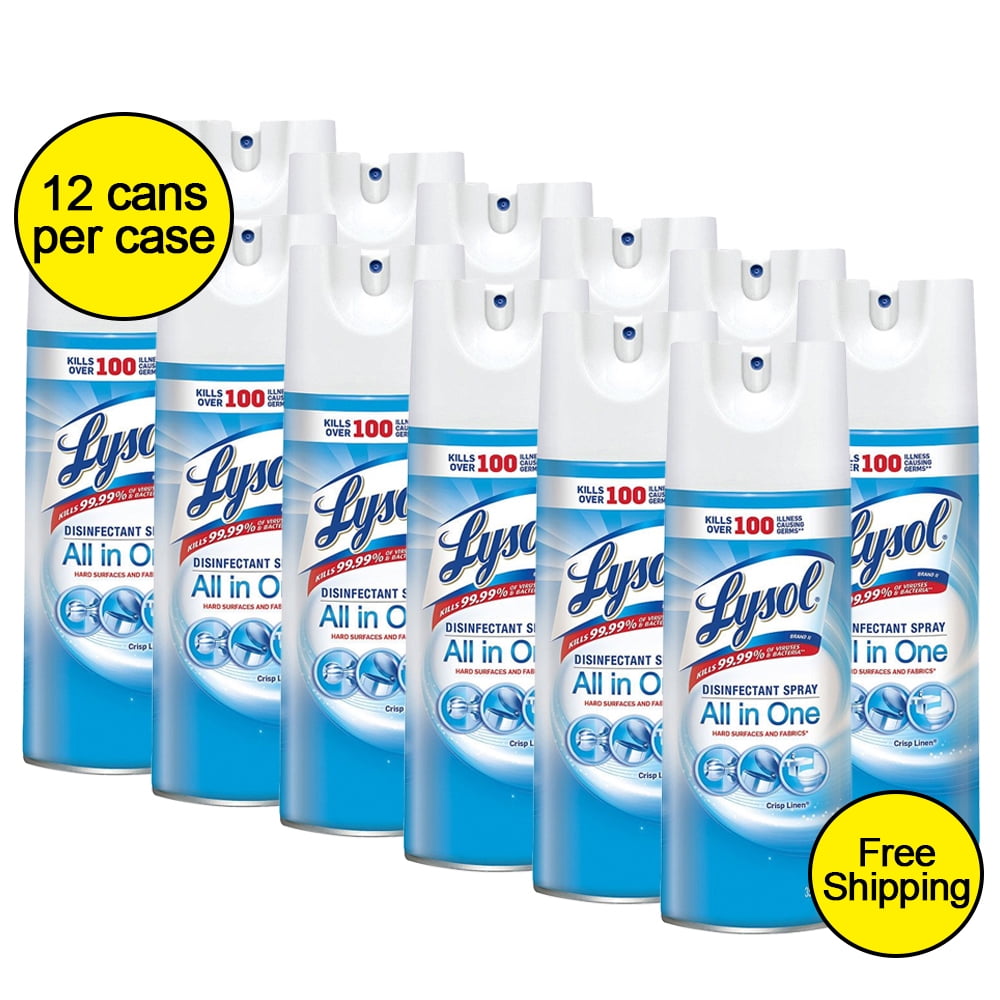 Lysol AllInOne Crisp Linen Disinfectant Spray, helps eliminating