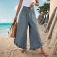 thumbnail image 5 of Weiqiqre Summer Pants for Women Wide Leg Pants High Waisted Elastic Waistband Palazzo Pants Flare Yoga Pants Soft Pilates Pants, 5 of 9