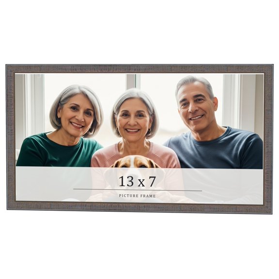 13x7 Frame Blue Kingsley Pewter Solid Wood Picture Frame Width 0.75 Inches |Interior Depth 0.5