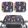 thumbnail image 2 of Haiem Cartoon Dinosaur Scooter Sport Blue Car Windshield Sun Shade (2 Pieces) Foldable Windshield Sun Shade Car Accessories for Truck SUV Pickup-Small, 2 of 7