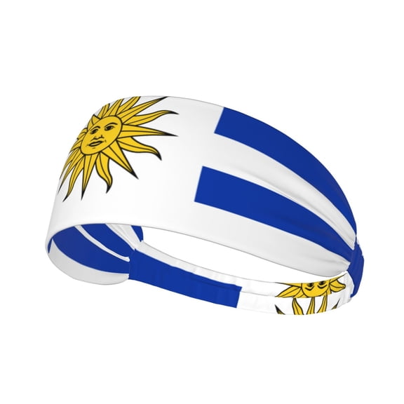 Uruguay Flag Sports Headbands Sweatbands Non Slip Sweat Bands Athletic Workout Fashion Wide Hair Bands For Men Women