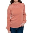 thumbnail image 3 of Elsie & Zoey Jaylyn Ribbed Jersey Crew Neck Bishop Long Sleeve Top for Women, 3 of 7