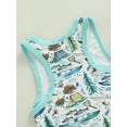 thumbnail image 5 of Caoirhny Newborn Sleeveless Patchwork Edge Romper, Marine Animals Printed Round Neck Snap Crotch Loose Fit Bodysuit, 5 of 8