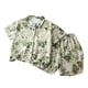 thumbnail image 2 of Conjuntos de solapa de manga corta para niños de verano, camisa de solapa de manga corta con estampado floral, top estilo playero informal + pantalones cortos sueltos con cintura elástica, conjunto de, 2 of 5