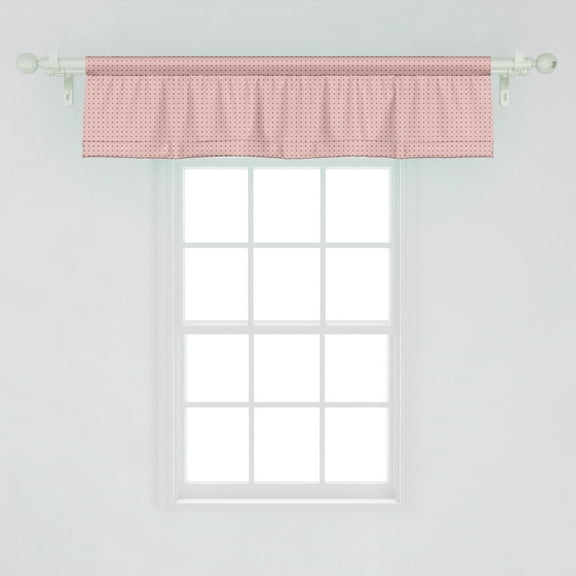 Ambesonne Pink Polka Dots Window Valance, Retro Style with Mini Circles Helm Design Pastel Tones Ornamental, Curtain Valance for Kitchen Bedroom Decor with Rod Pocket, 54" X 12", Pale Rose and Umber