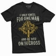 thumbnail image 3 of Men'S Jesus Christian T-Shirt Faith Church Cross Shirt I Only Kneel For One Man Tee (Small Military Green), 3 of 6