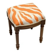 123 Creations FS009XXOR Orange Zebra Stripe Upholstered Wooden Vanity Stool, Wood Stain