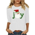 thumbnail image 2 of Gamivast Christmas Clothes for Women Dressy 3/4 Length Sleeve Letter Graphic T Shirts Funny Xmas Snowman Crew Neck Holiday Blouses Winter Trendy Party Pullover 2025, 2 of 5