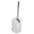 thumbnail image 3 of Escobillero de pared con mango de acero inoxidable chapado para organización de baño, color blanco, 3 of 5