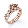 thumbnail image 3 of JeenMata Anillo de Bodas de 2,50 Quilates con Morganita y Moissanita Talla Cojín Engastado en Oro Rosa de 18 K sobre Plata, 3 of 6