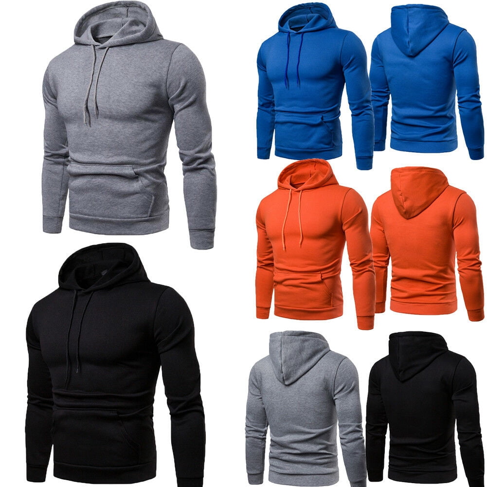 Hooded Tee T-Shirt Warm Men Long Sleeve 