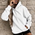 thumbnail image 3 of Sweatshirt for Women Women's Winter Fall Slim Artificial Short Velvet Long Sleeve Hooded Sweatshirts with Pockets Hoodies for Women White XXXXXL, 3 of 5