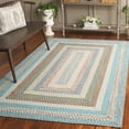thumbnail image 3 of SAFAVIEH Braided Kaylee Striped Machine Washable Reversible Area Rug, Beige/Light Blue, 6' x 9', 3 of 18