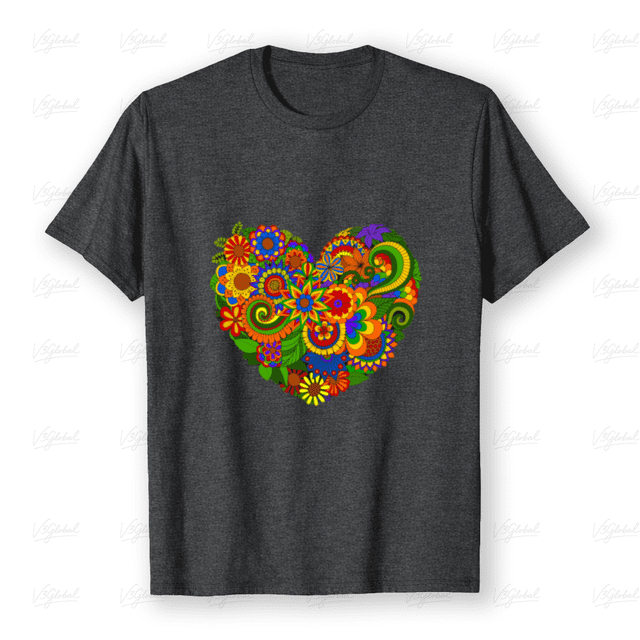 T-Shirt Unisexe Floral Botanique Hippie Boho Rétro Rainbow Flower Power Love, jusqu'à la Taille 5TG