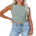 thumbnail image 1 of Women‘s U-Neck Slim Fit Vest Knitting Ribbed Irregular Backless Racerback Cropped Tank Tops, 1 of 7