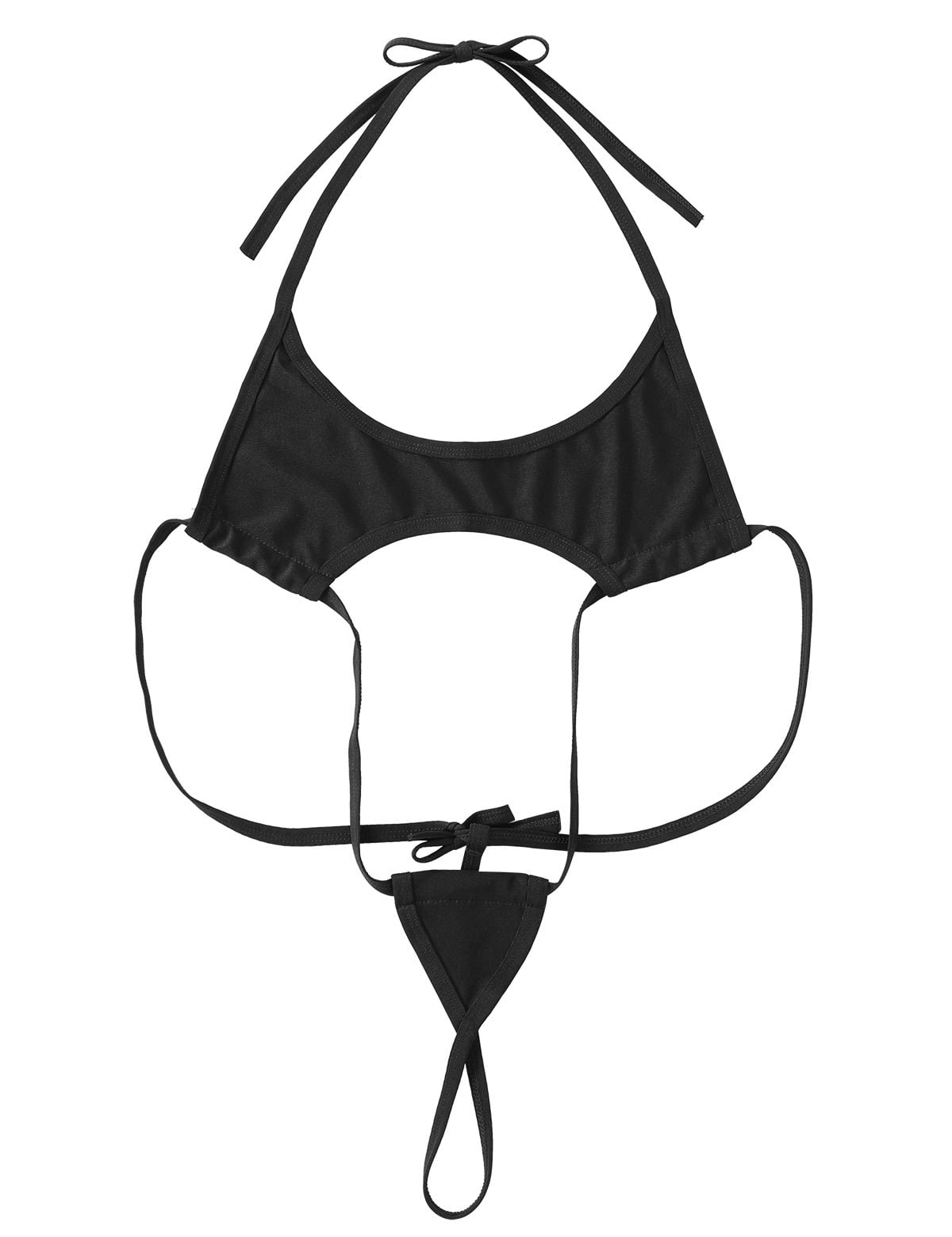 iiniim Women's Bikini Lingerie Swimwear Thong Bodysuit Teddy Sling Shot  Self Tie Straps Halter Bathing Suit 