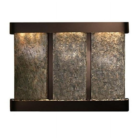Adagio DCR1502 Deep Creek Falls Round Blackened Copper Green Natural Slate Wall Fountain