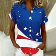 thumbnail image 4 of Mifsaly Short Sleeve Button Down Shirts for Women Lapel Collar V Neck Blouses Patriotic Hearts American Flag Print Independence Day Tops 2026 L, 4 of 6