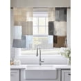 thumbnail image 5 of Abstract Color Block Sheer Curtains 45 Inches Long 2 Panels Brown Grey Geometric Modern Oil Style Light Filtering Semi Sheer Window Curtains Drapes for Bedroom Living Room 52"x45", 5 of 7