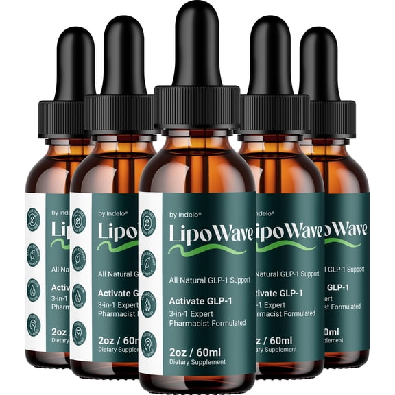 LipoWave Liquid Drops – Lipo Wave Natural Blend Healthy Organic Support, 5 Pack, 5 Month Supply