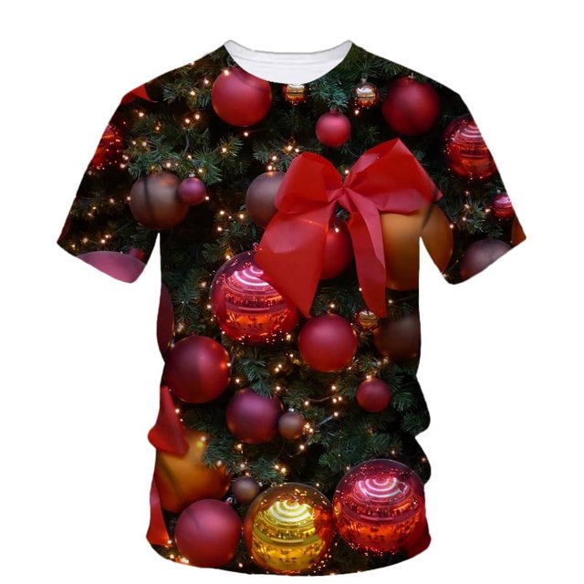 Nouveaux T-Shirts Graphiques Joyeux Noël pour Unisexe Tendance Mode Ambiance Festive Imprimé Col Rond Manches Courtes