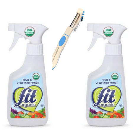 12 oz Fit Produce Wash With Imperial Produce Duo Cleaning/Peeling Bush 2 Pack